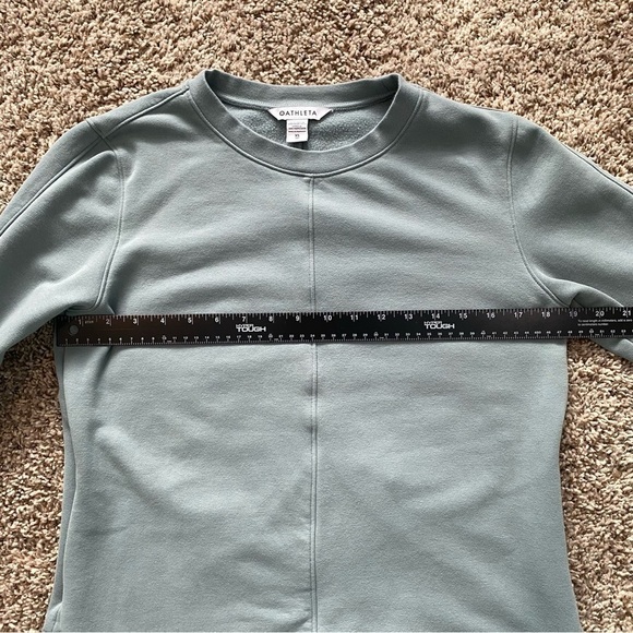 Athleta Retroplush Crewneck Sweatshirt Oversized Minimalistic Grey Green Sz XS - Picture 9 of 13